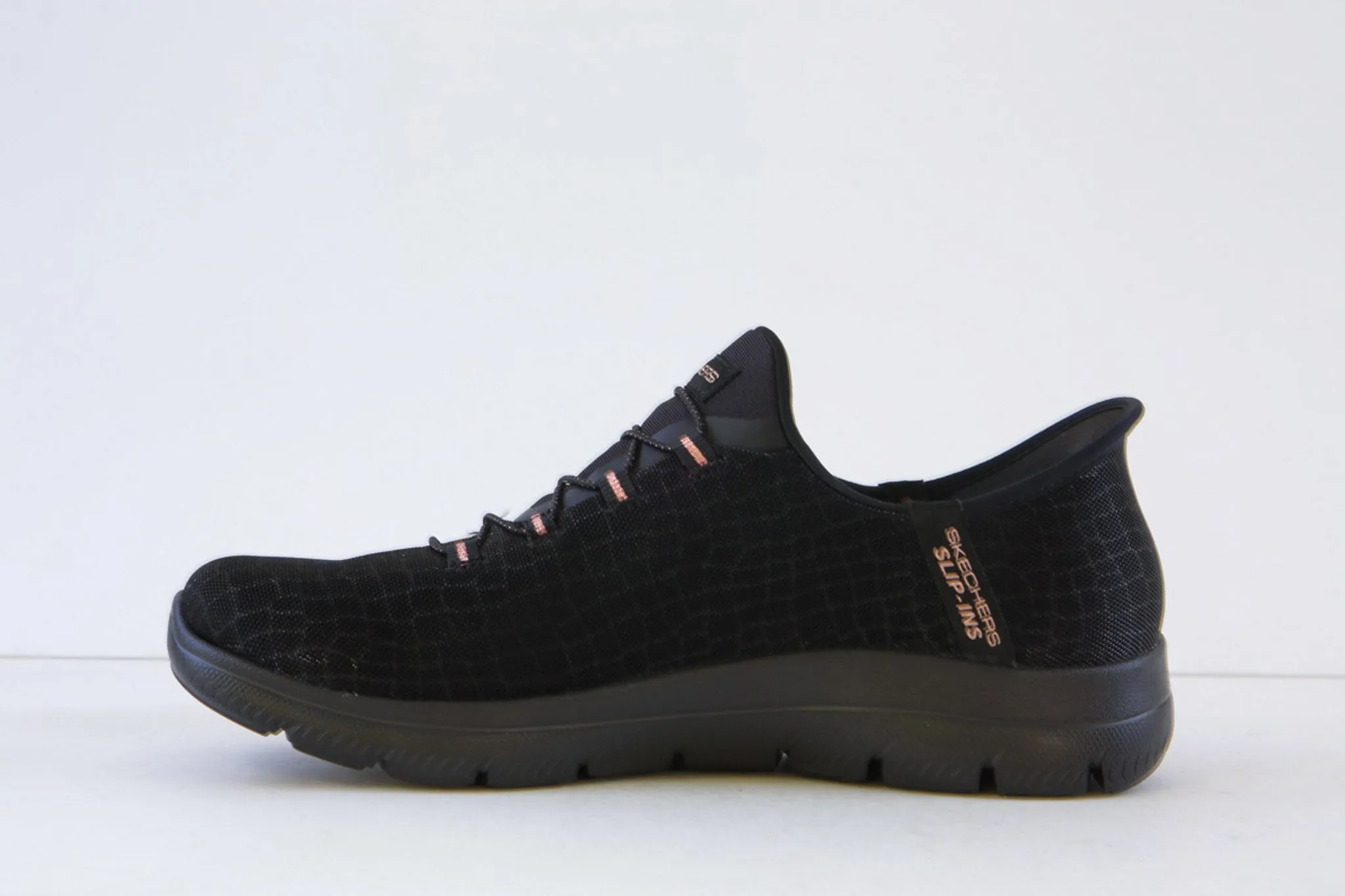 SKECHERS - 150128 SUMMITS-CLASSY NIGHT-SLIP-IN BUNGEE TRAINER - BLACK/ROSEGOLD