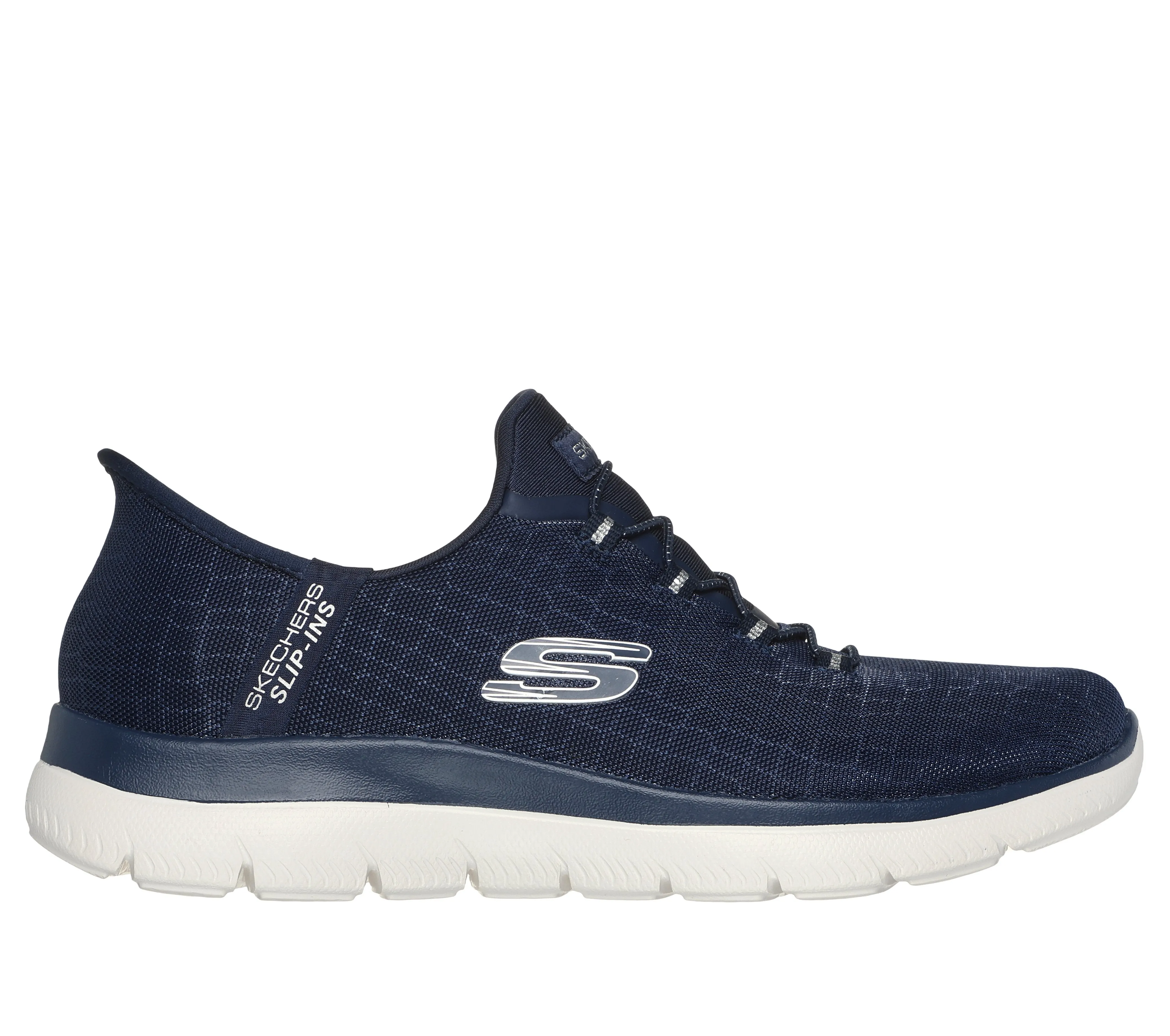 SKECHERS - 150128 SUMMITS-CLASSY NIGHT-SLIP-IN BUNGEE TRAINER - NAVY/SILVER