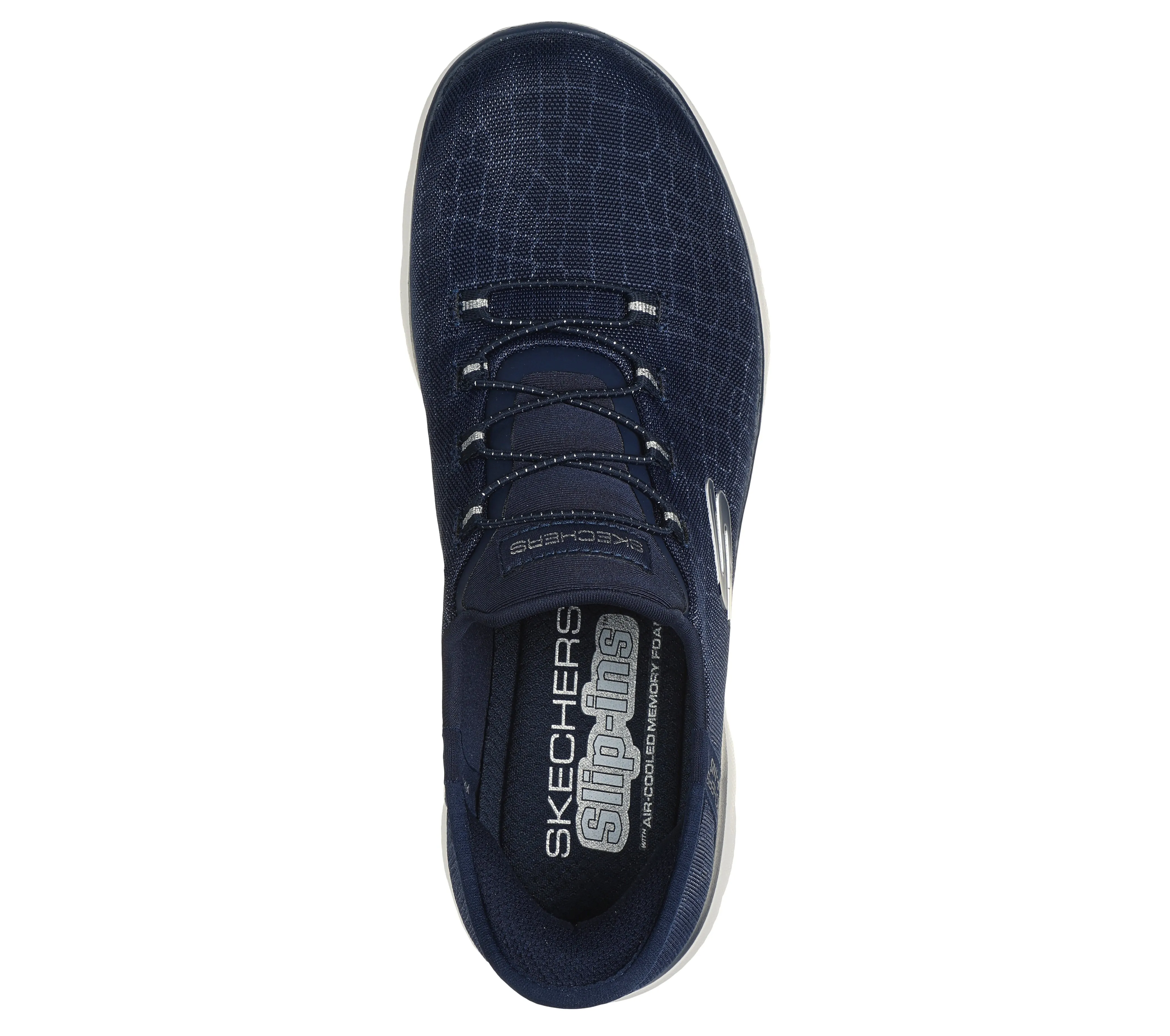 SKECHERS - 150128 SUMMITS-CLASSY NIGHT-SLIP-IN BUNGEE TRAINER - NAVY/SILVER