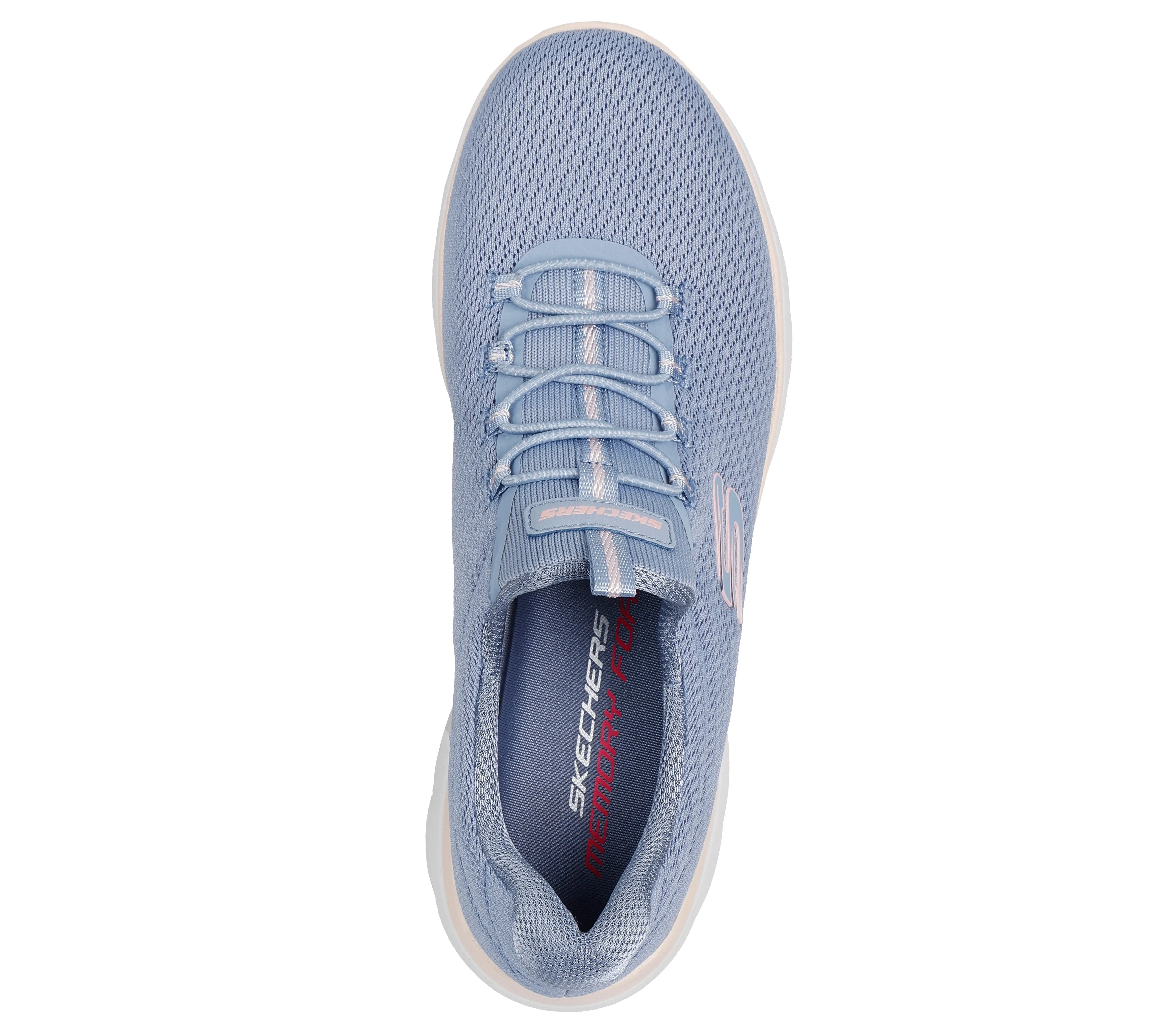 SKECHERS - 150268  SUMMITS-SUMMER BLUSH MESH BUNGEE SLIP-ON TRAINER - LIGHT BLUE