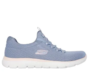 SKECHERS - 150268  SUMMITS-SUMMER BLUSH MESH BUNGEE SLIP-ON TRAINER - LIGHT BLUE