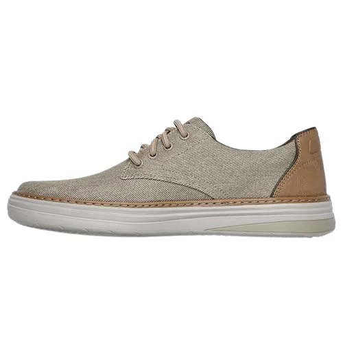 Skechers Mens Canvas Laced Slip On Trainers - 205135 - Beige