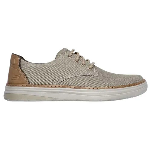 Skechers Mens Canvas Laced Slip On Trainers - 205135 - Beige