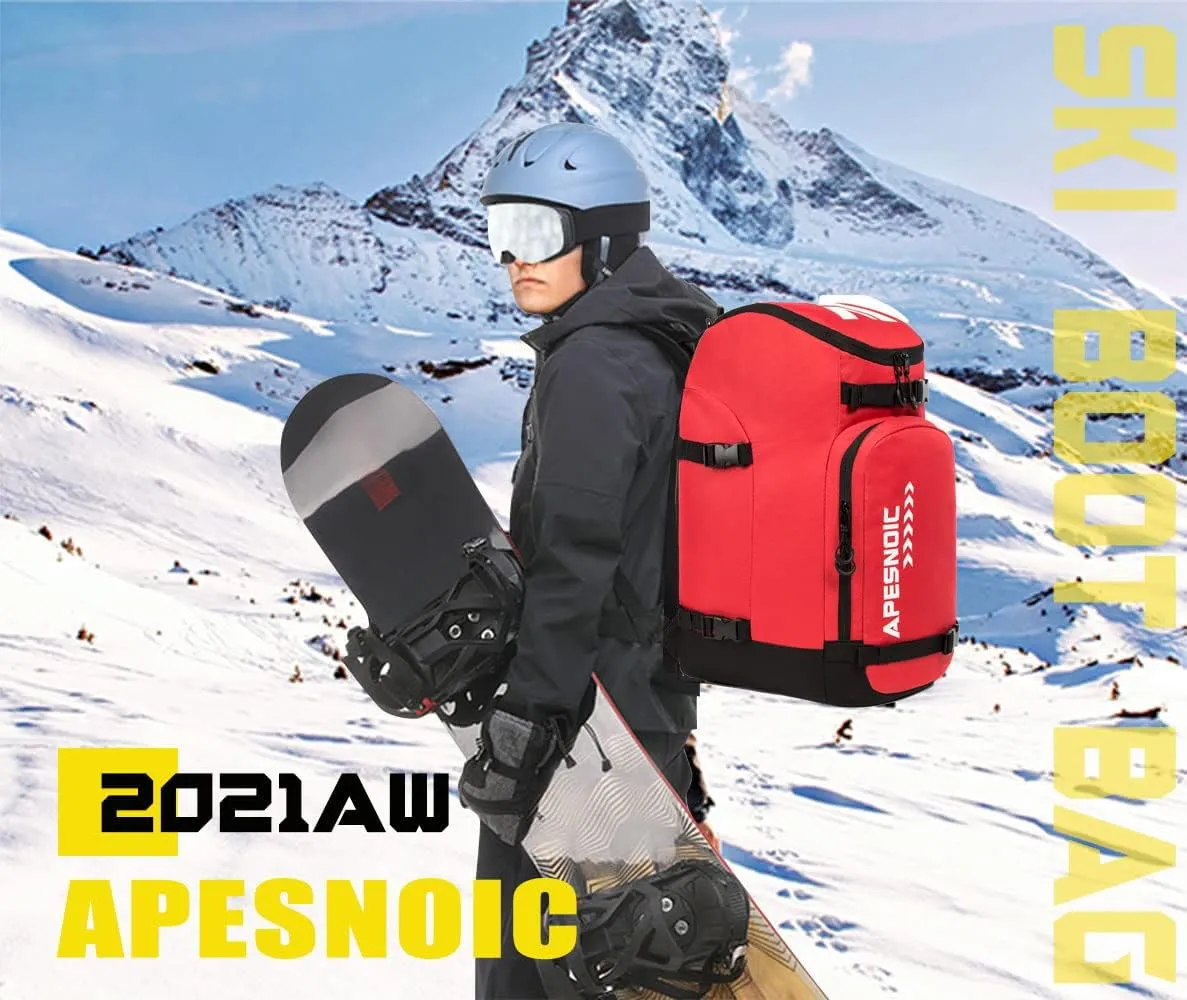 Ski Boot Bag - Ski and Snowboard Boots Backpack，Excellent for Travel with Waterproof Exterior & Bottom - for Men, Women and Youth.