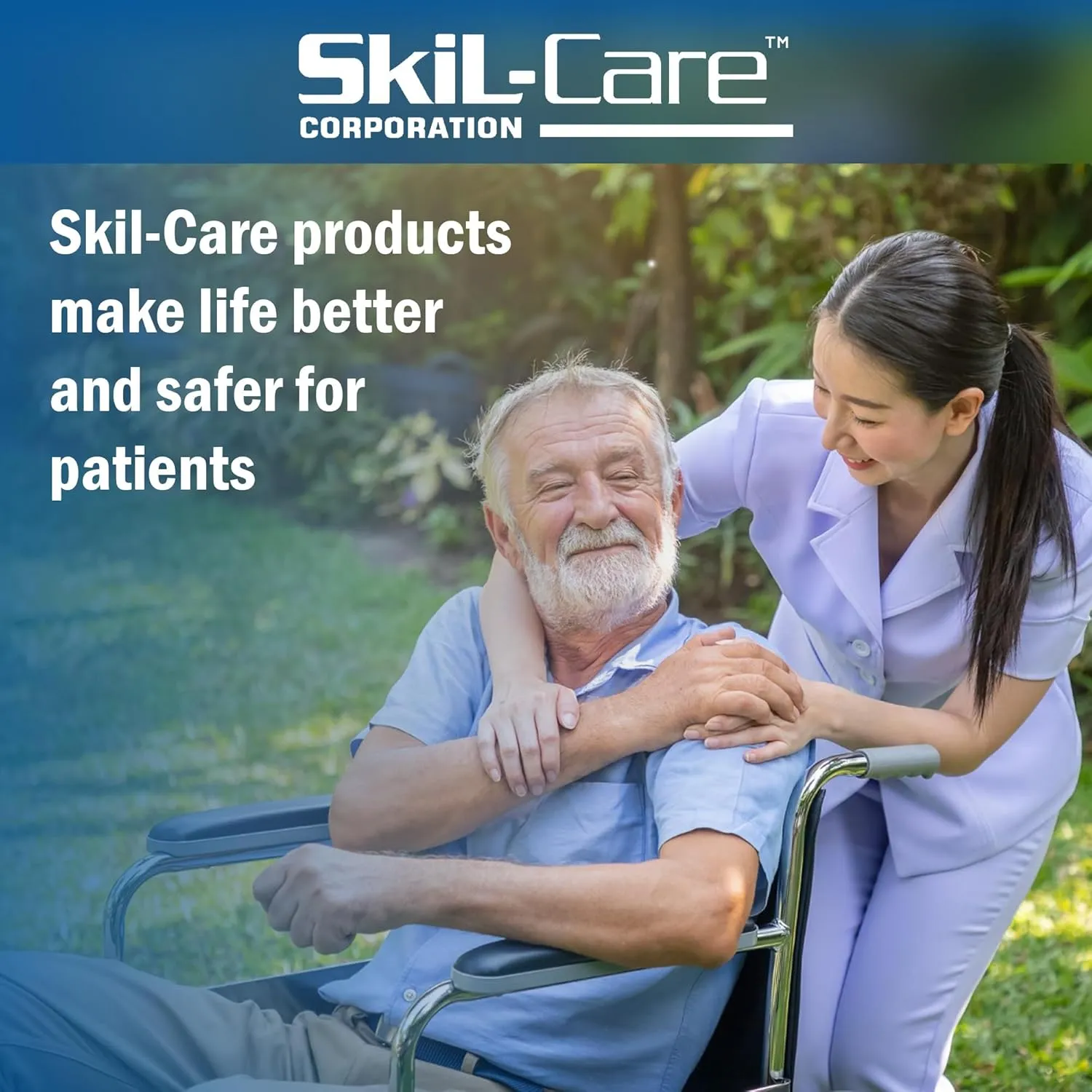 Skil-Care 45-Degree Foam Positioning Wedge, 17" L x 8" W x 8" H - Vinyl Cover, in-Bed Resident Support, Blue, 555025