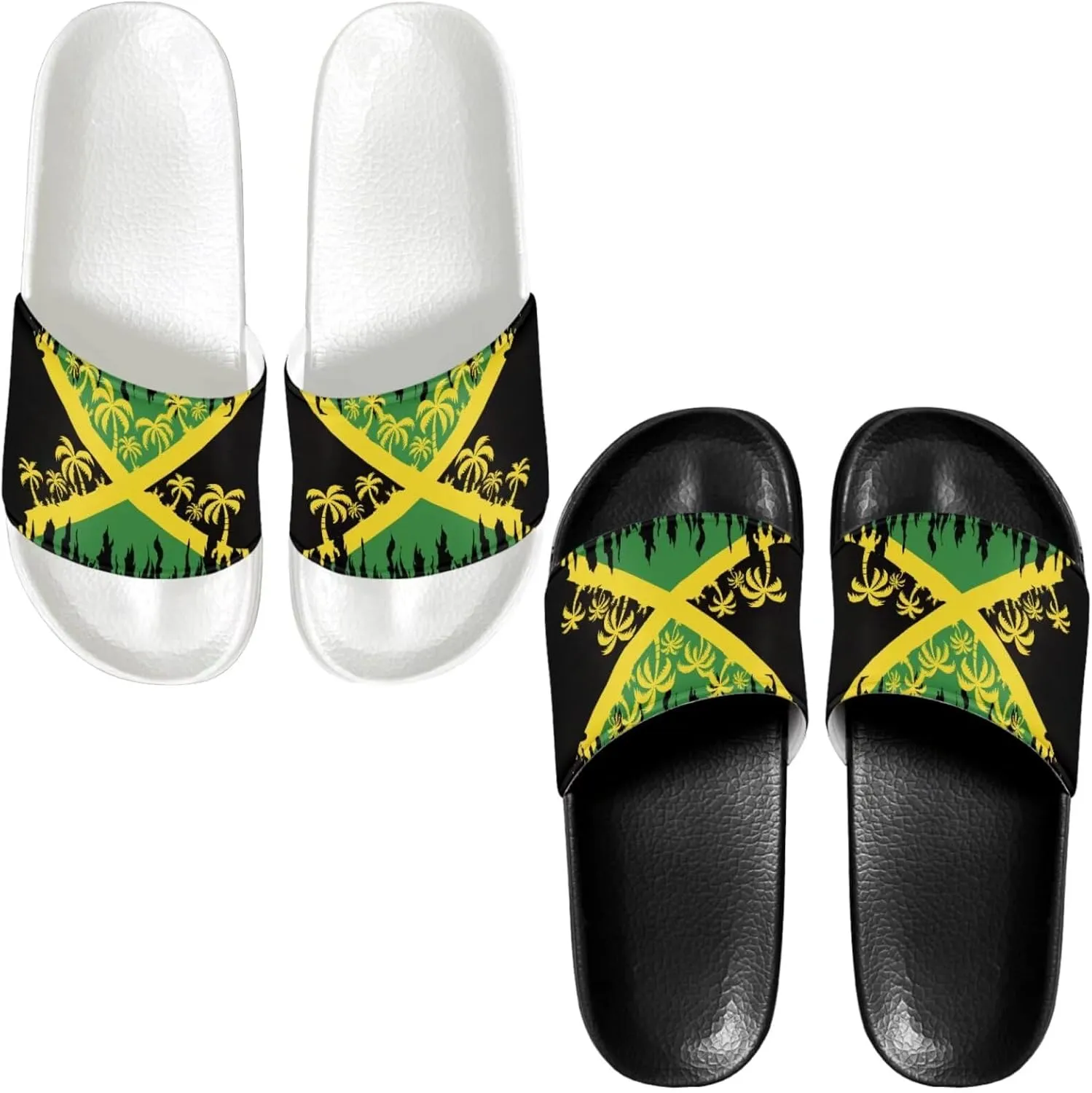 Slide Sandals Slippers for Women and Men, Cozy PU Uppers EVA Sole Non Slip Quick Drying Shower Shoes Bathroom Office