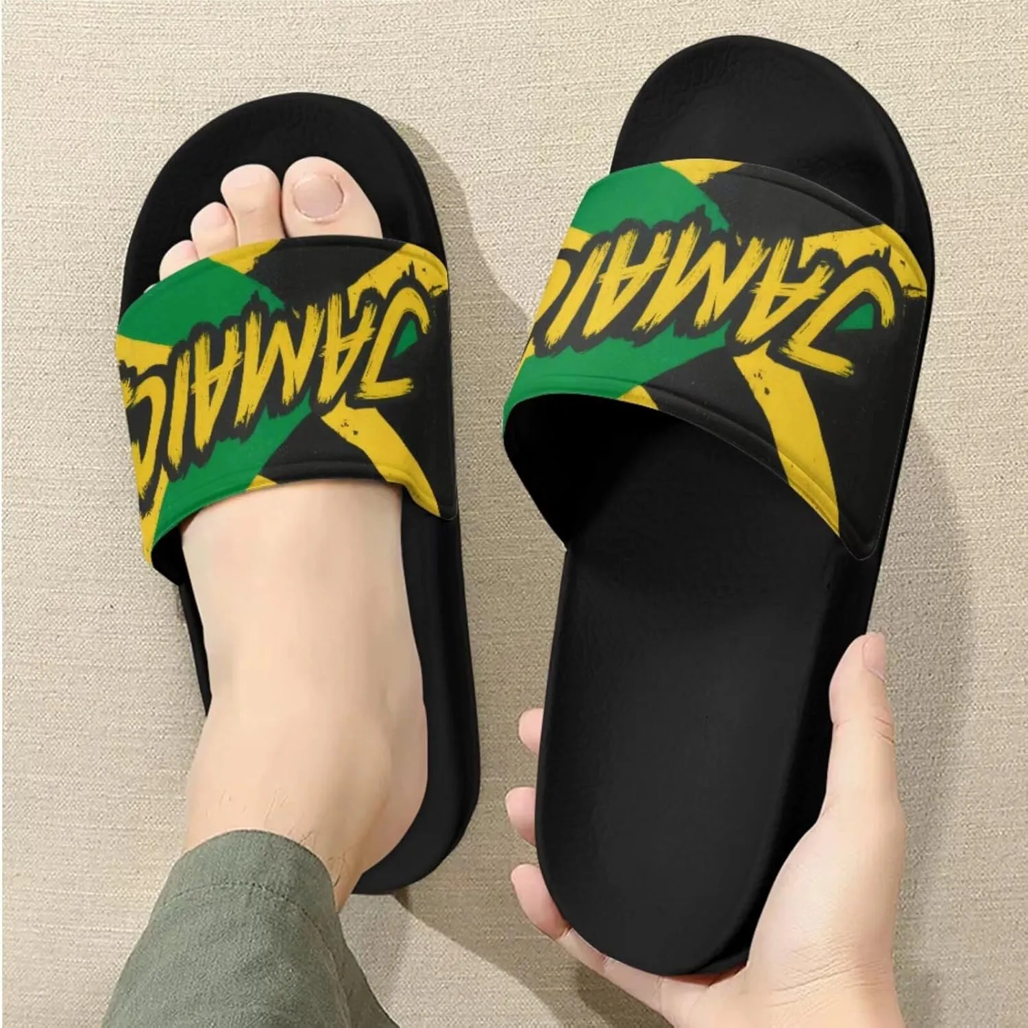 Slide Sandals Slippers for Women and Men, Cozy PU Uppers EVA Sole Non Slip Quick Drying Shower Shoes Bathroom Office