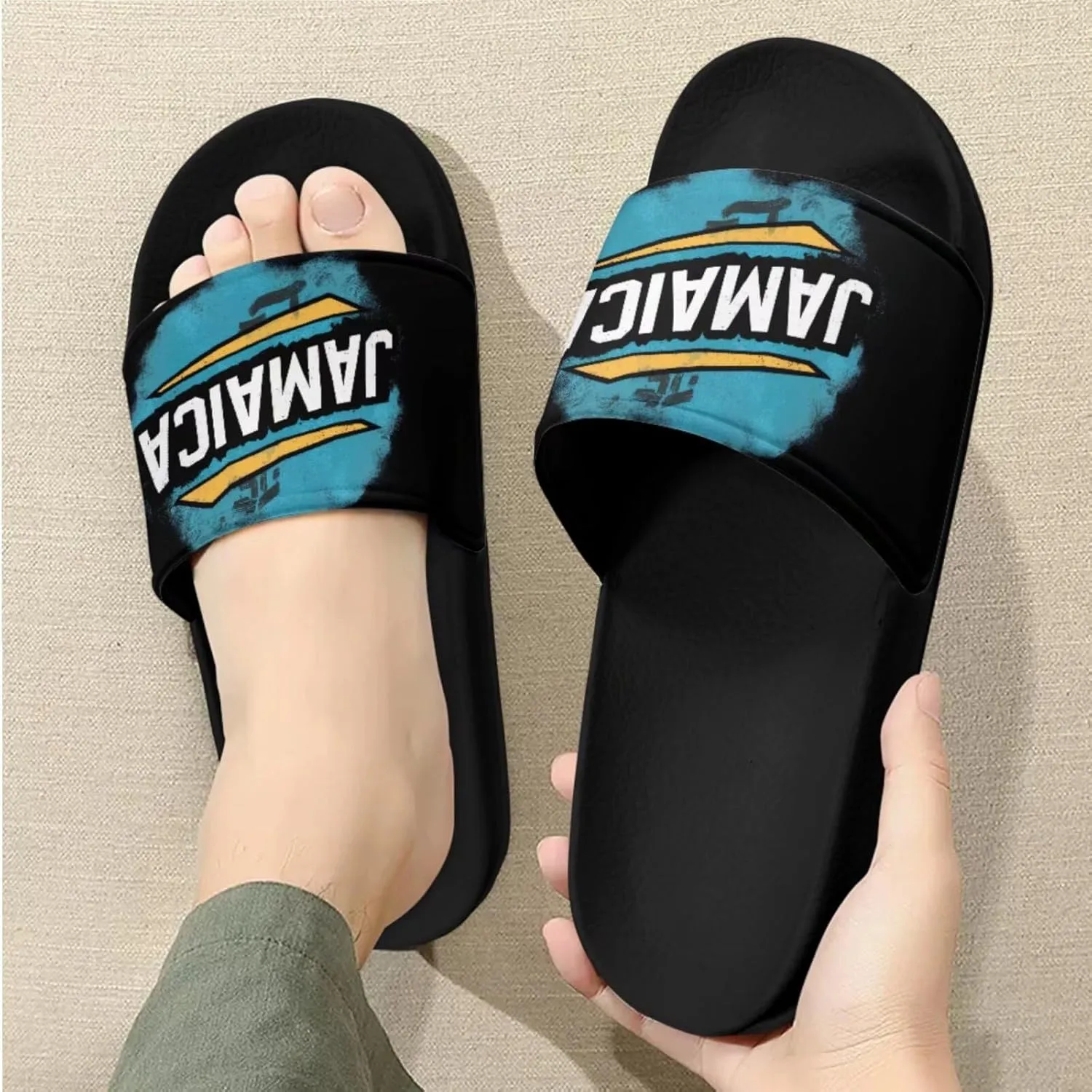 Slide Sandals Slippers for Women and Men, Cozy PU Uppers EVA Sole Non Slip Quick Drying Shower Shoes Bathroom Office