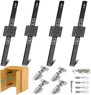 Sliding Hidden Door Track, Pocket Door Hardware, Smooth Gliding Pocket Door Slides with Hinges for Cabinet and Recessed Doors (22in, Set, 2)