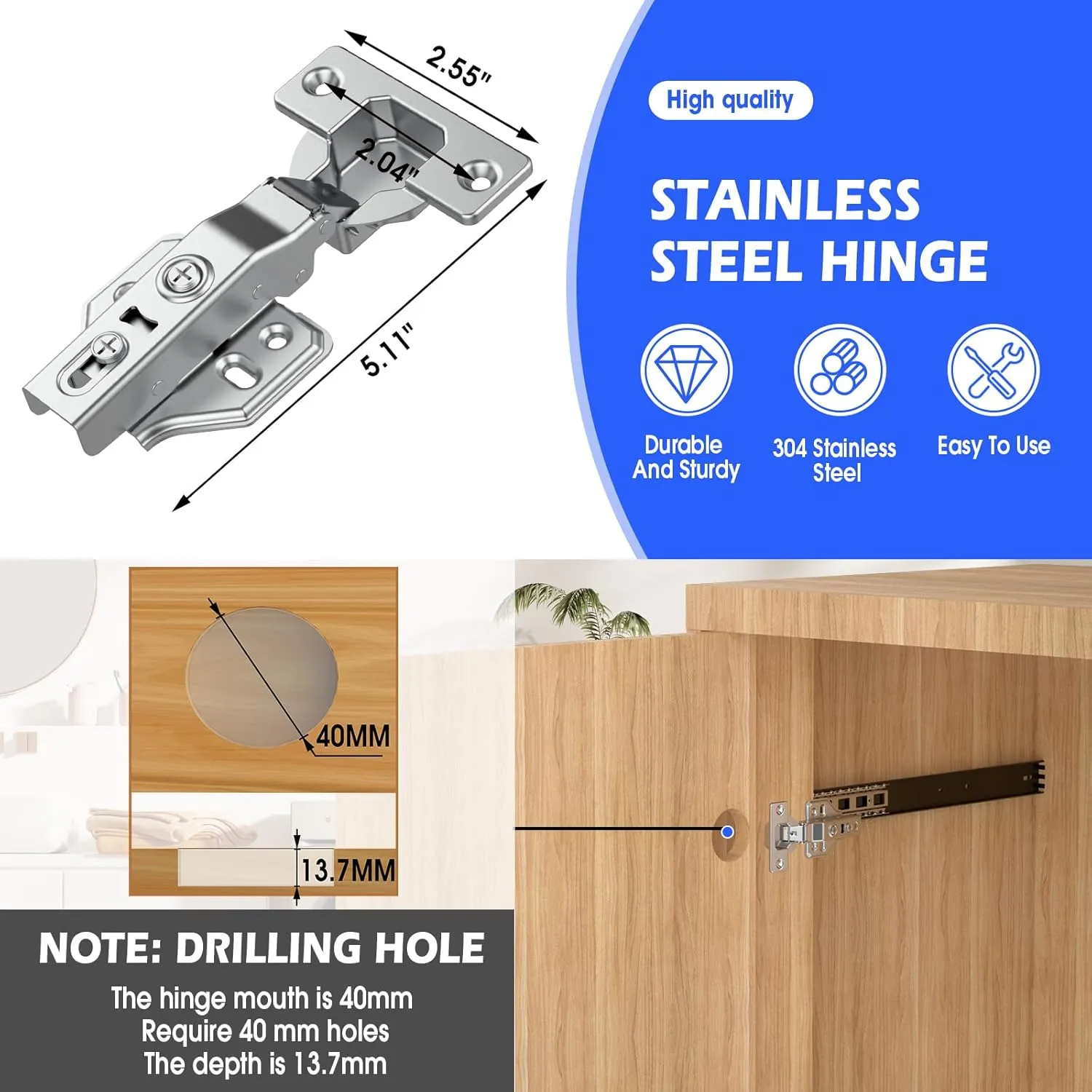 Sliding Hidden Door Track, Pocket Door Hardware, Smooth Gliding Pocket Door Slides with Hinges for Cabinet and Recessed Doors (22in, Set, 2)