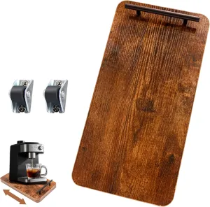 Sliding Tray For Coffee Maker, 15” x 7.5” Kitchen Appliance Sliding Tray with Handle, Rubber Rolling Wheels, Countertop Appliance Rolling Tray Slider for Small Appliance