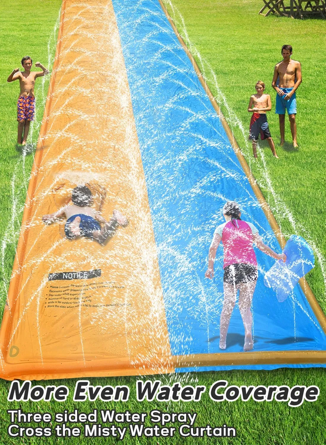 Slip and Water Slide for Kids and Adults 30FT Extra Long Water Slide for Backyard Heavy Duty Lawn Summer Outdoor Water Toys