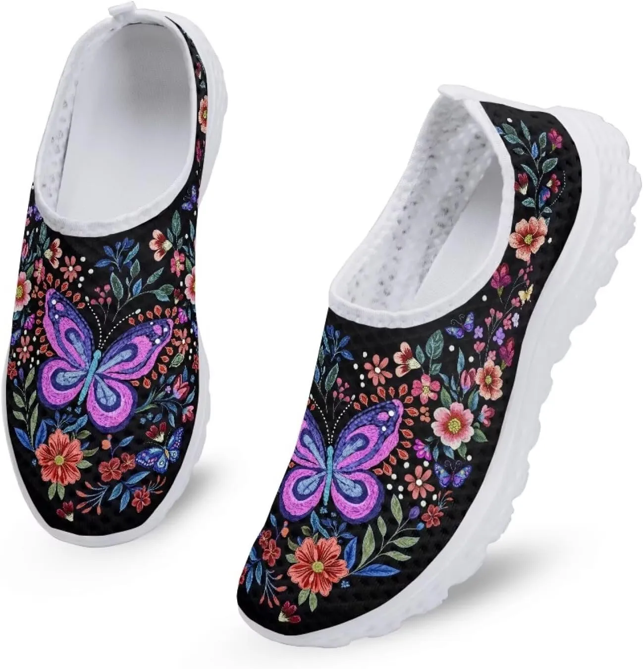 Slip On Walking Shoes for Womens Breathable Running Tennis Sneakers Comfort Anti-Slip Athletic Shoe for Travel Size 5.5-11.5 White Sole