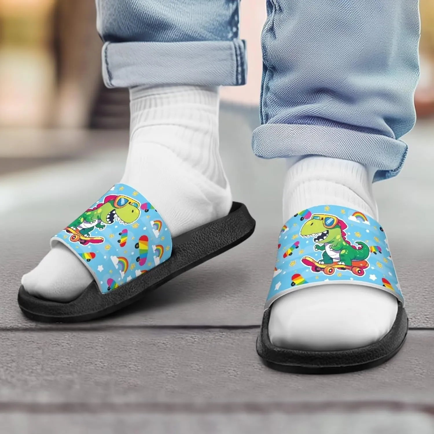 Slippers for Kids Beach Slippers Boys Summer Beach Shoes With Non Slip Sole Portable Vocation Slide Sandals