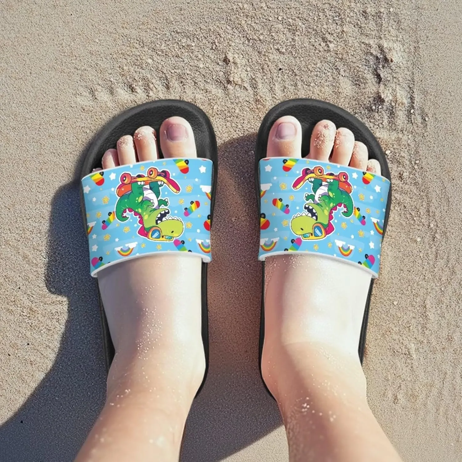 Slippers for Kids Beach Slippers Boys Summer Beach Shoes With Non Slip Sole Portable Vocation Slide Sandals