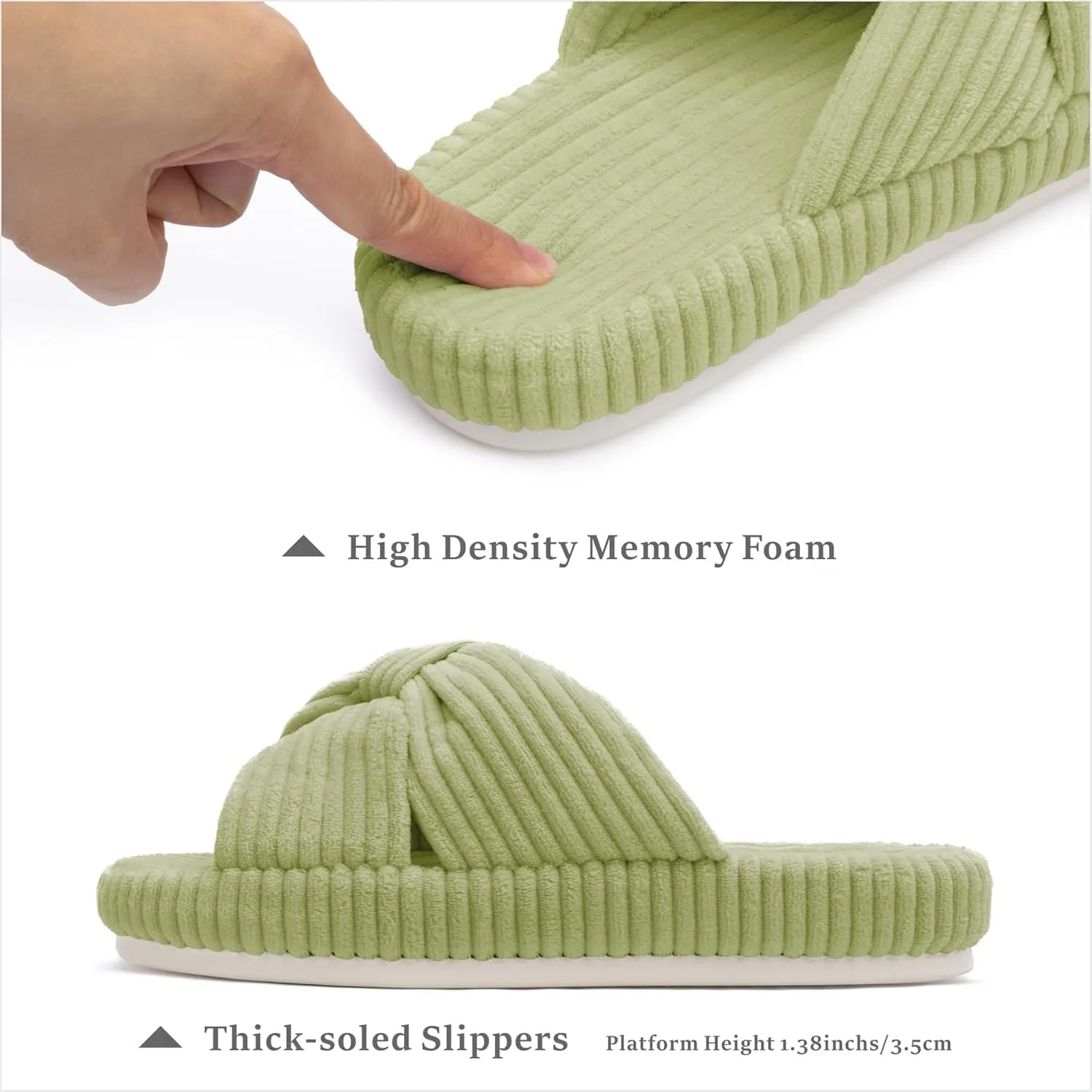 Slippers for Women Memory Foam House Bedroom Corduroy Bow Crossbands Slide Slipper Shoes Comfy Trendy Gift Slippers