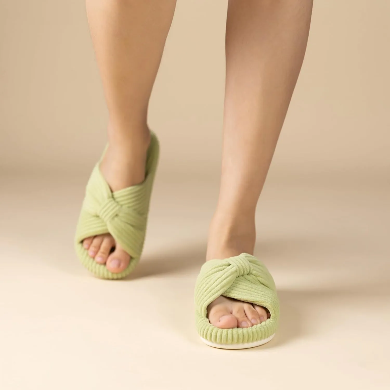 Slippers for Women Memory Foam House Bedroom Corduroy Bow Crossbands Slide Slipper Shoes Comfy Trendy Gift Slippers