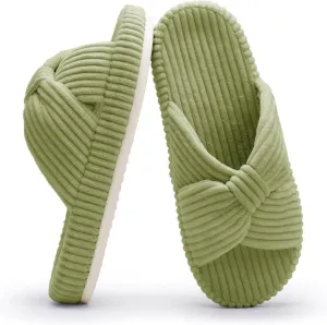 Slippers for Women Memory Foam House Bedroom Corduroy Bow Crossbands Slide Slipper Shoes Comfy Trendy Gift Slippers