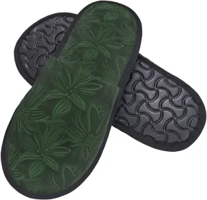 Slippers for Women Men Memory Foam Slippers Hunter Green Floral Petals Pattern House Slippers Winter Slides Indoor House Shoes