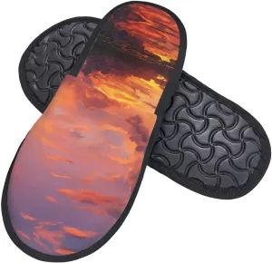 Slippers for Women Men Memory Foam Slippers Sunset at dusk House Slippers Winter Slides Indoor House Shoes