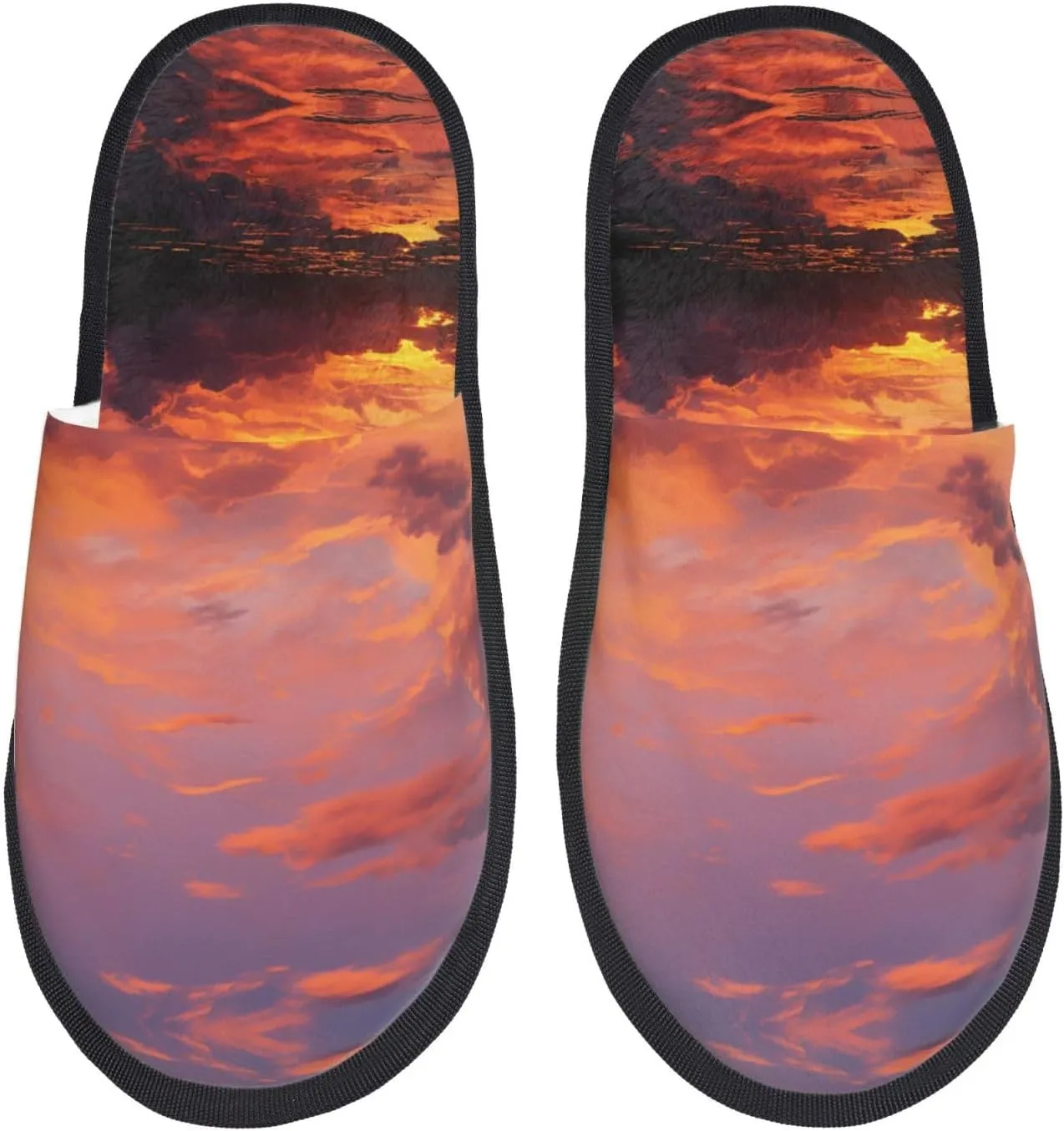Slippers for Women Men Memory Foam Slippers Sunset at dusk House Slippers Winter Slides Indoor House Shoes