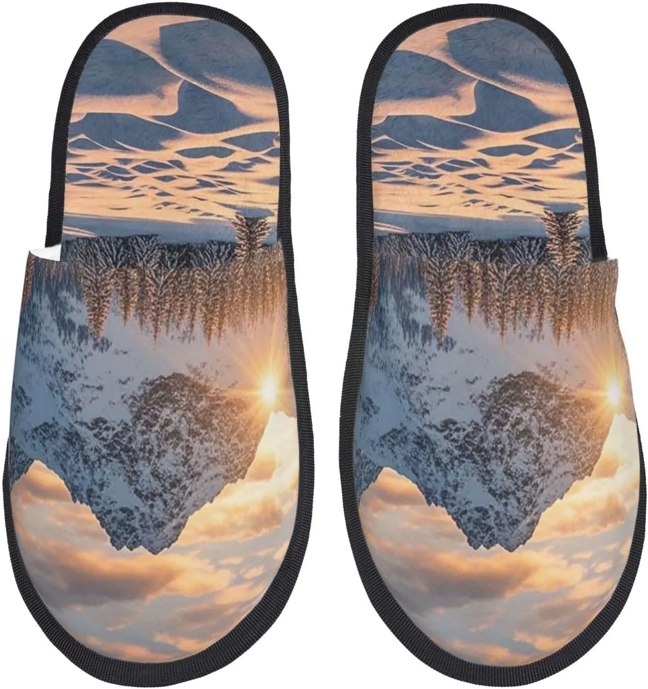 Slippers for Women Men Memory Foam Slippers Sunset Winter Mountains House Slippers Winter Slides Indoor House Shoes