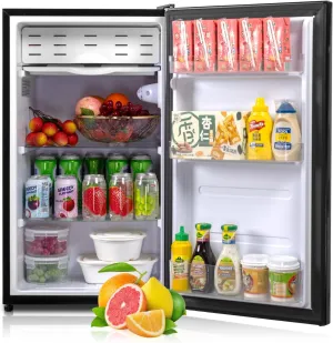 Smad 3.2 Cu.ft Compact Refrigerator with Freezer, Low Noise Mini Fridge with 7-Level Adjustable Thermostat, 110v Single Door Refrigerator for Homes Offices Dorm