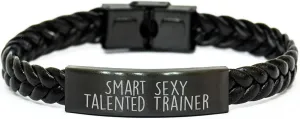 Smart Sexy Talented Trainer Interlaced Leather Bracelet, Gift for Trainer's Birthday, 'Smart Sexy Talented Trainer' Quote, Birthday Unique Gifts from Friends