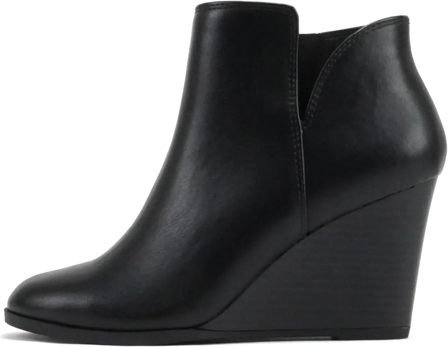 Soda Ability - Mid Ankle Bootie w/Split Shaft and Zipper Stacked Wedge Heel