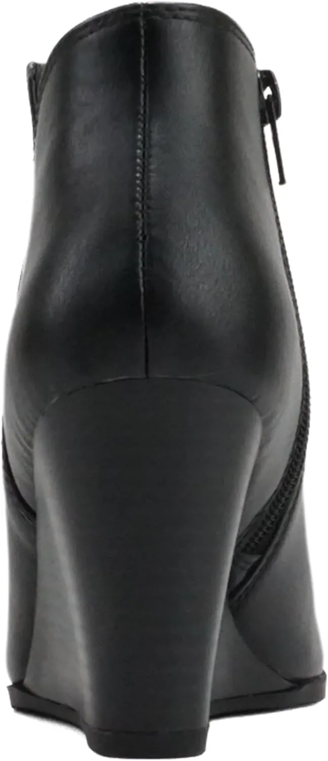 Soda Ability - Mid Ankle Bootie w/Split Shaft and Zipper Stacked Wedge Heel