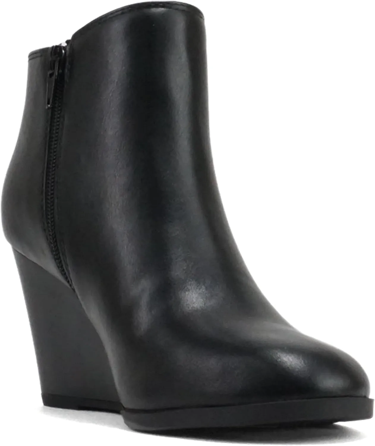 Soda Ability - Mid Ankle Bootie w/Split Shaft and Zipper Stacked Wedge Heel