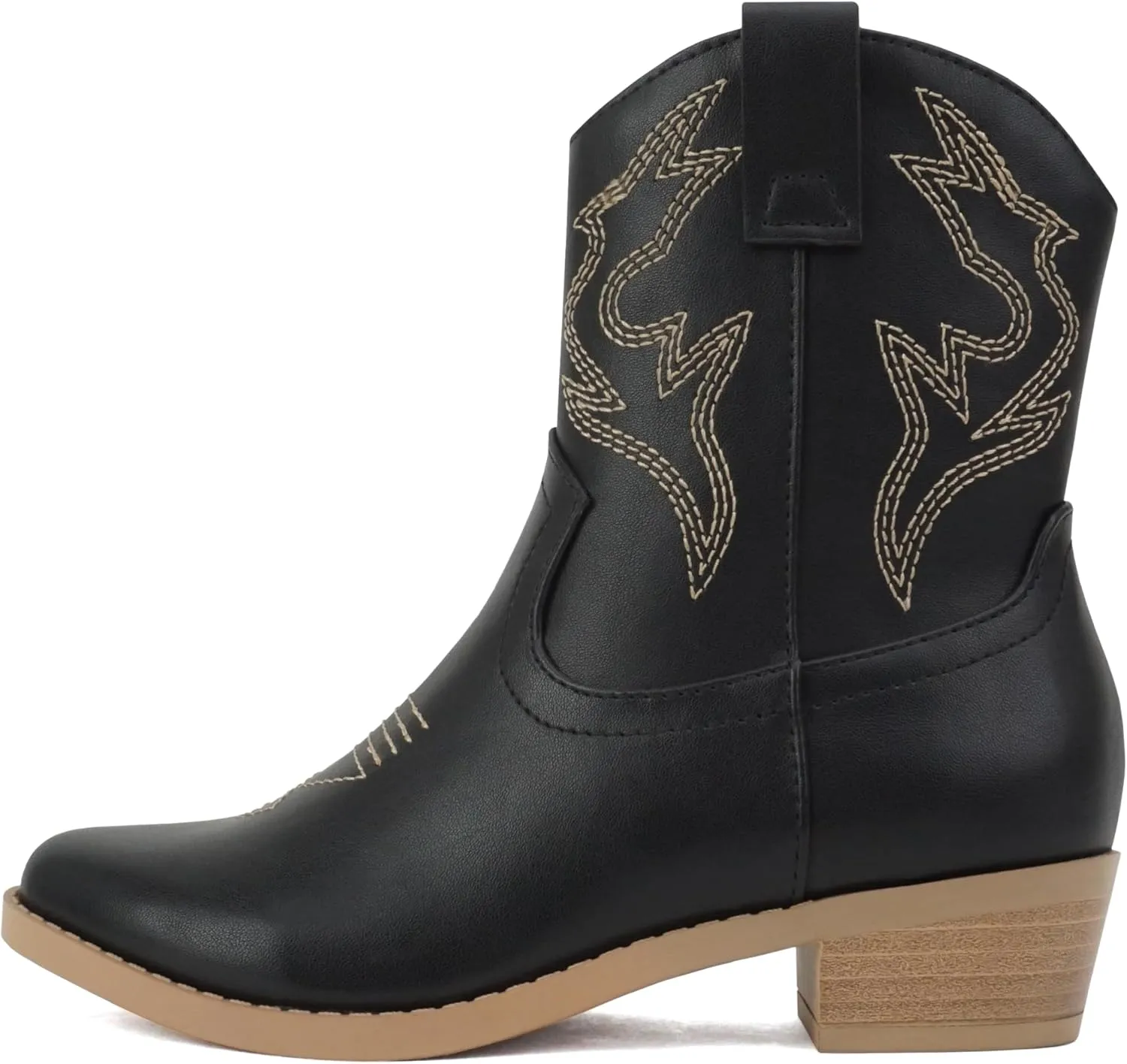Soda “BLAZING-2” ~ Little Kids/Children/Girls Stitched Pointed Toe Low Heel High Top Ankle Shaft Western Boot Bootie
