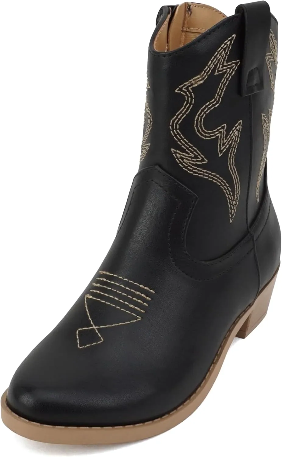 Soda “BLAZING-2” ~ Little Kids/Children/Girls Stitched Pointed Toe Low Heel High Top Ankle Shaft Western Boot Bootie