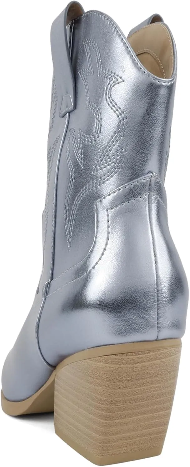 Soda “BLAZING” ~ Women Western Bootie Pointe Toe with Low Heel (Wide Fit Available)