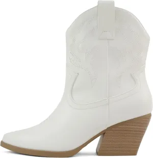 Soda “BLAZING” ~ Women Western Bootie Pointe Toe with Low Heel (Wide Fit Available)
