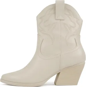 Soda “BLAZING” ~ Women Western Bootie Pointe Toe with Low Heel (Wide Fit Available)