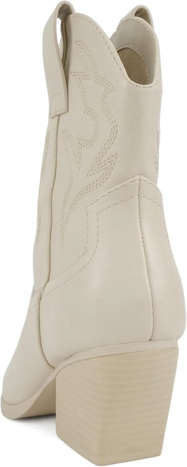 Soda “BLAZING” ~ Women Western Bootie Pointe Toe with Low Heel (Wide Fit Available)