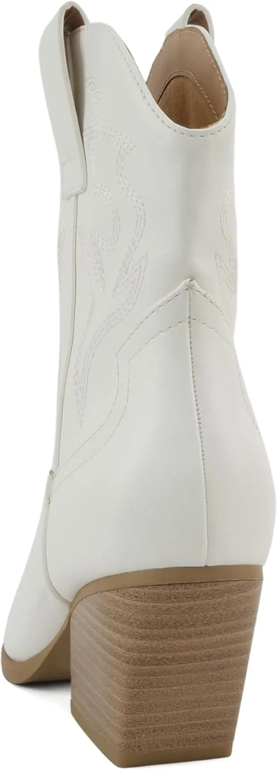 Soda “BLAZING” ~ Women Western Bootie Pointe Toe with Low Heel (Wide Fit Available)
