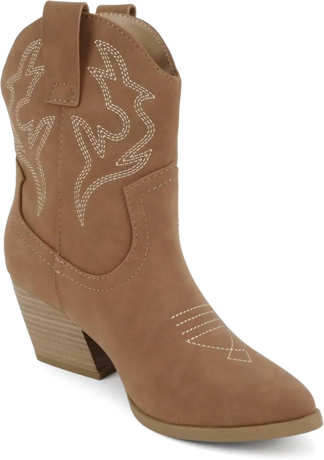 Soda “BLAZING” ~ Women Western Bootie Pointe Toe with Low Heel (Wide Fit Available)