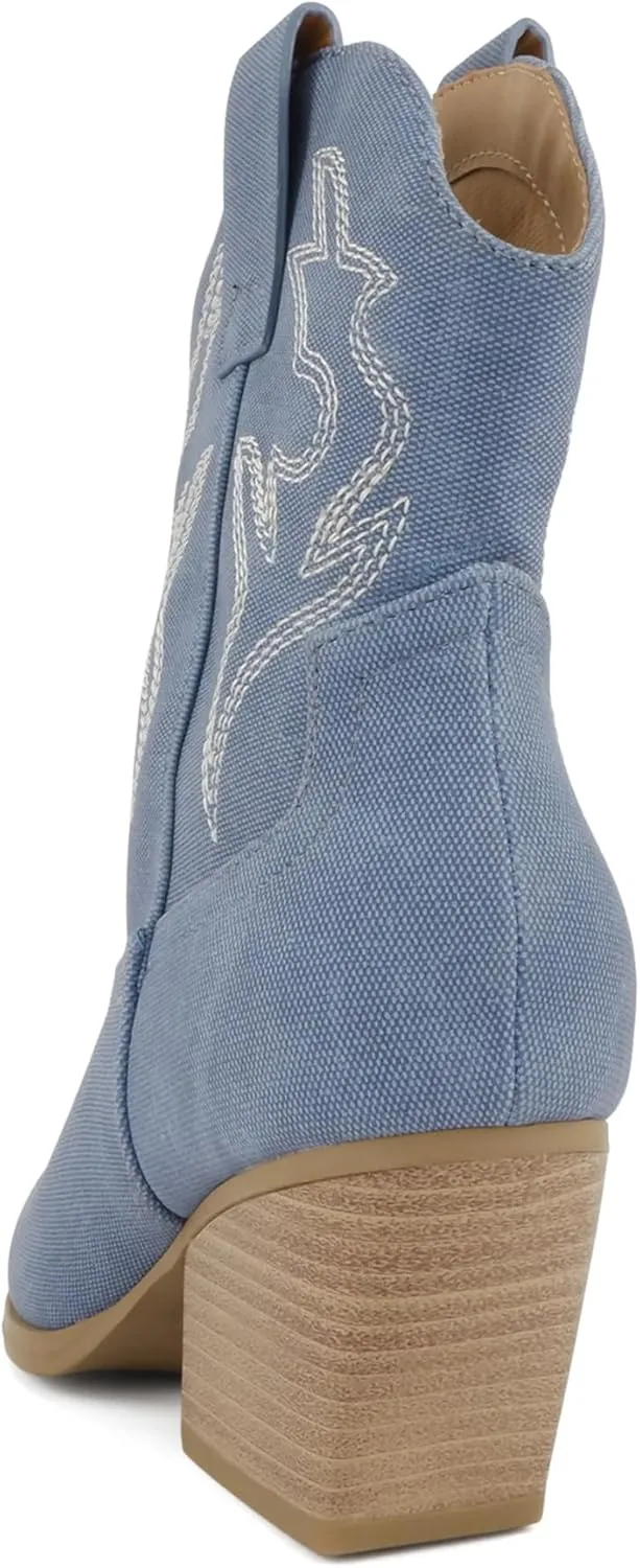 Soda “BLAZING” ~ Women Western Bootie Pointe Toe with Low Heel (Wide Fit Available)