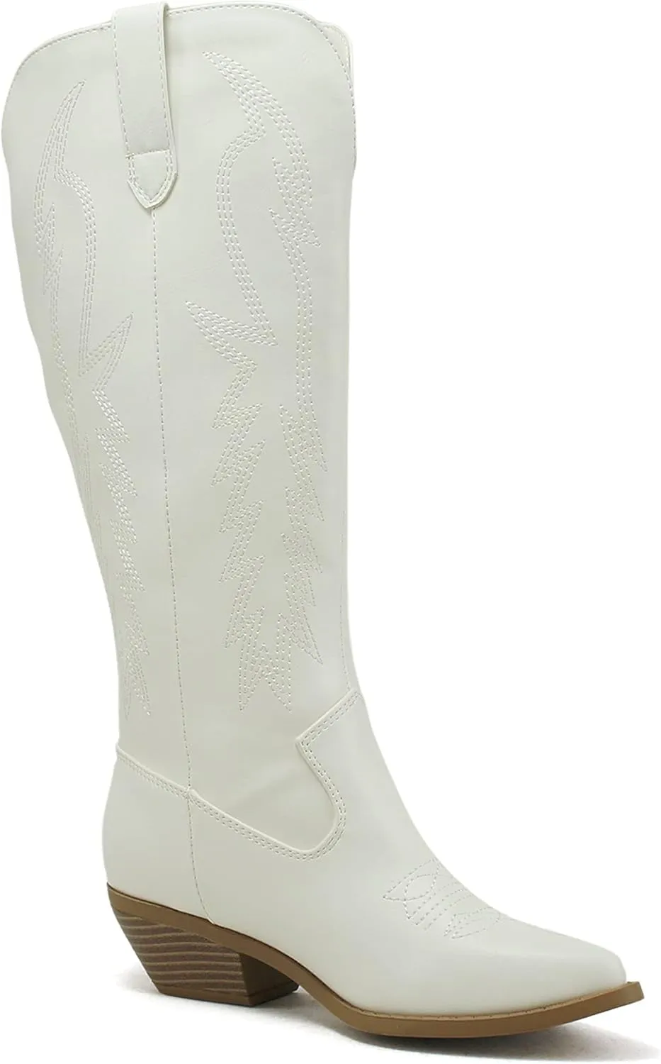 Soda COWBOY ~ Women Western Stitched Pointe Toe Mid Heel Tall Shaft Fashion Boots