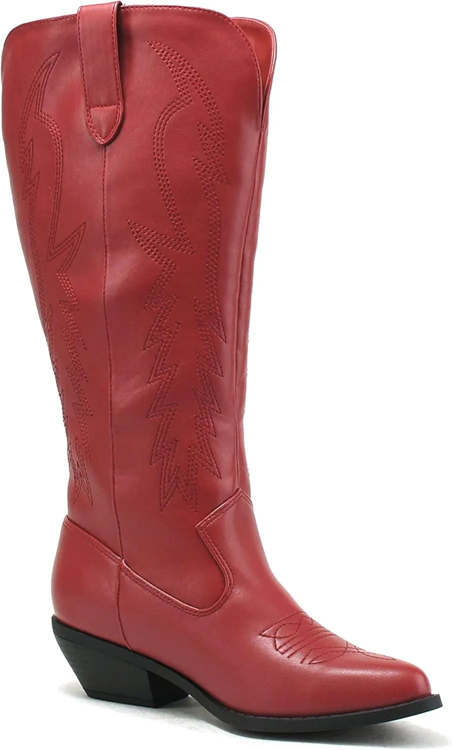 Soda COWBOY ~ Women Western Stitched Pointe Toe Mid Heel Tall Shaft Fashion Boots