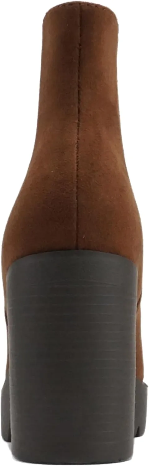 Soda EDITOR ~ Women Lug Sole High Heel Chelsea Fashion Ankle Boot w/Double Elastic Gore