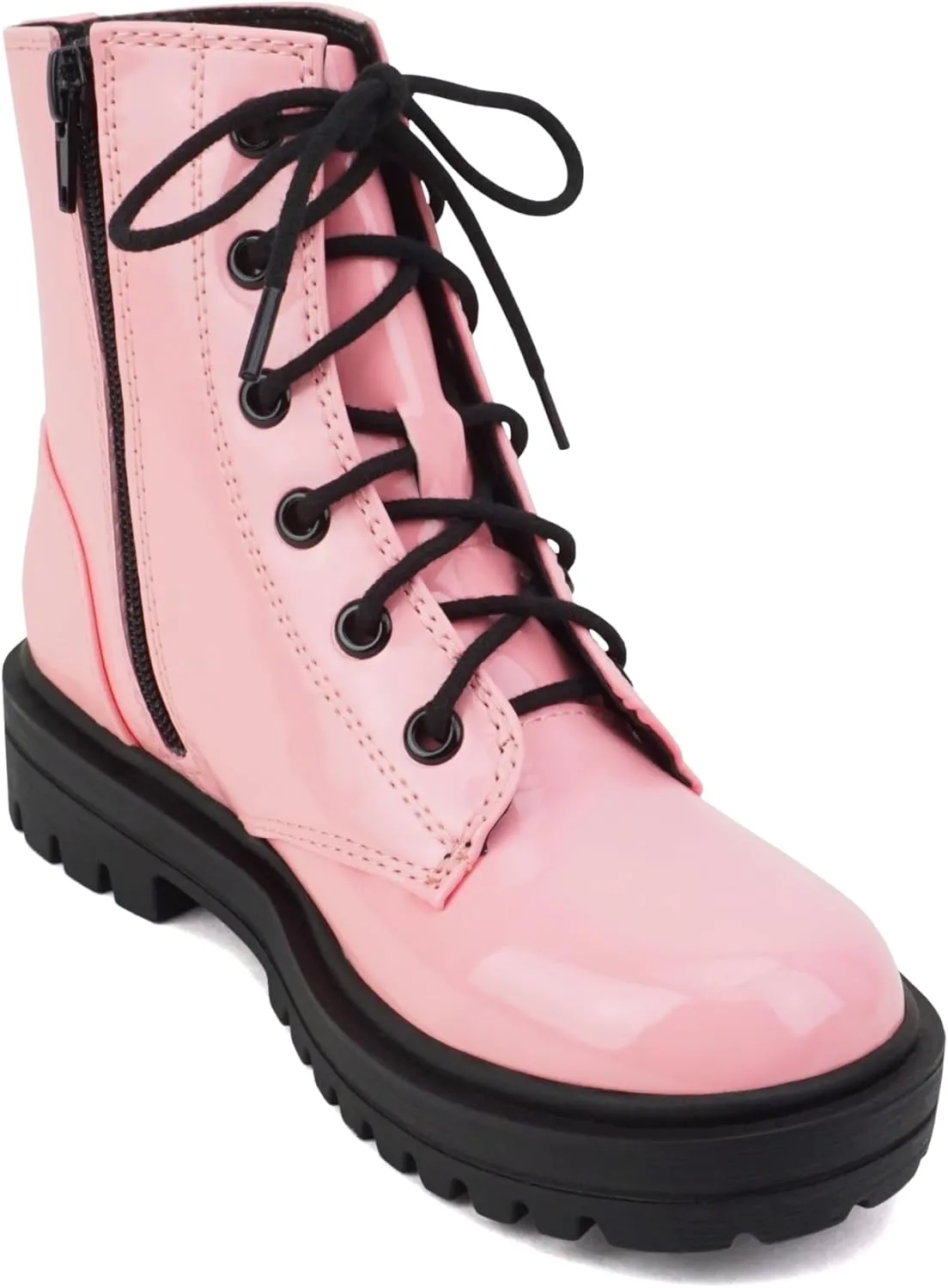 Soda FIRM-2 KIDS/CHILDREN/GIRLS Lug Sole Fashion Combat Ankle Bootie Lace up w/Side Zipper