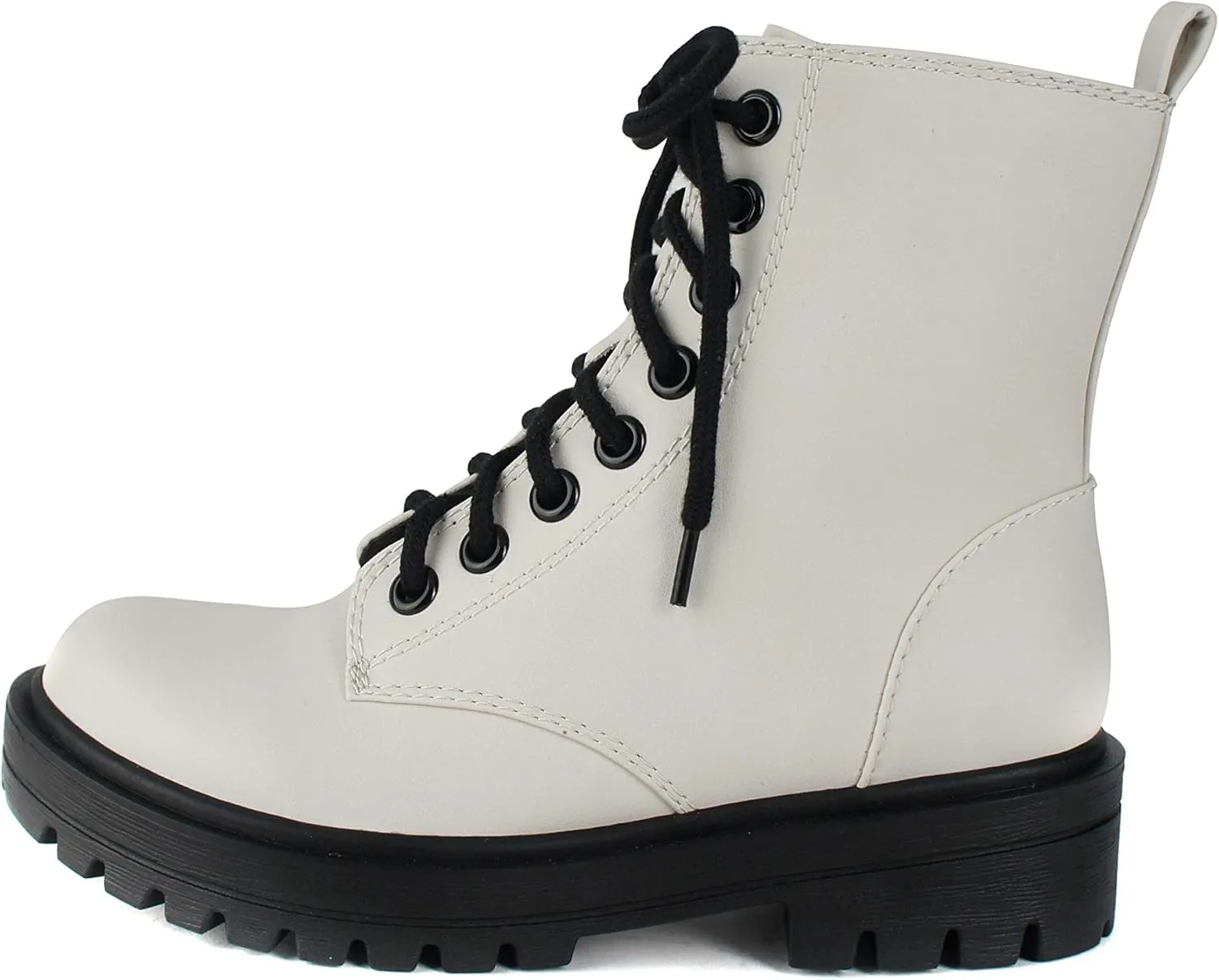 Soda FIRM - Lug Sole Combat Ankle Bootie Lace up w/Side Zipper