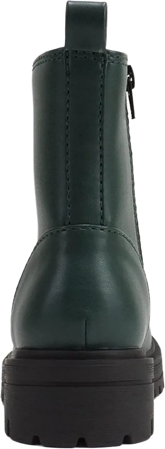 Soda FIRM - Lug Sole Combat Ankle Bootie Lace up w/Side Zipper
