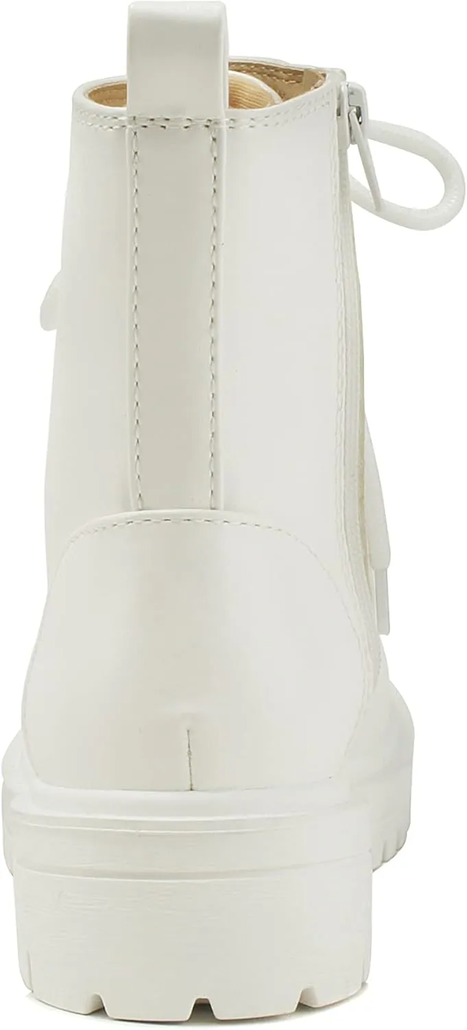 Soda FIRM - Lug Sole Combat Ankle Bootie Lace up w/Side Zipper