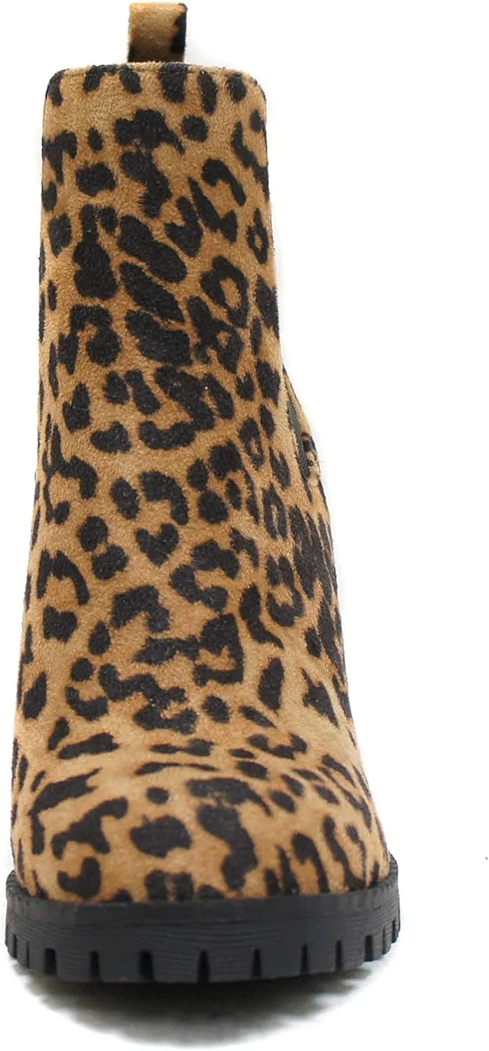 Soda Glove - Ankle Boot w/Lug Sole Elastic Gore and Chunky Heel