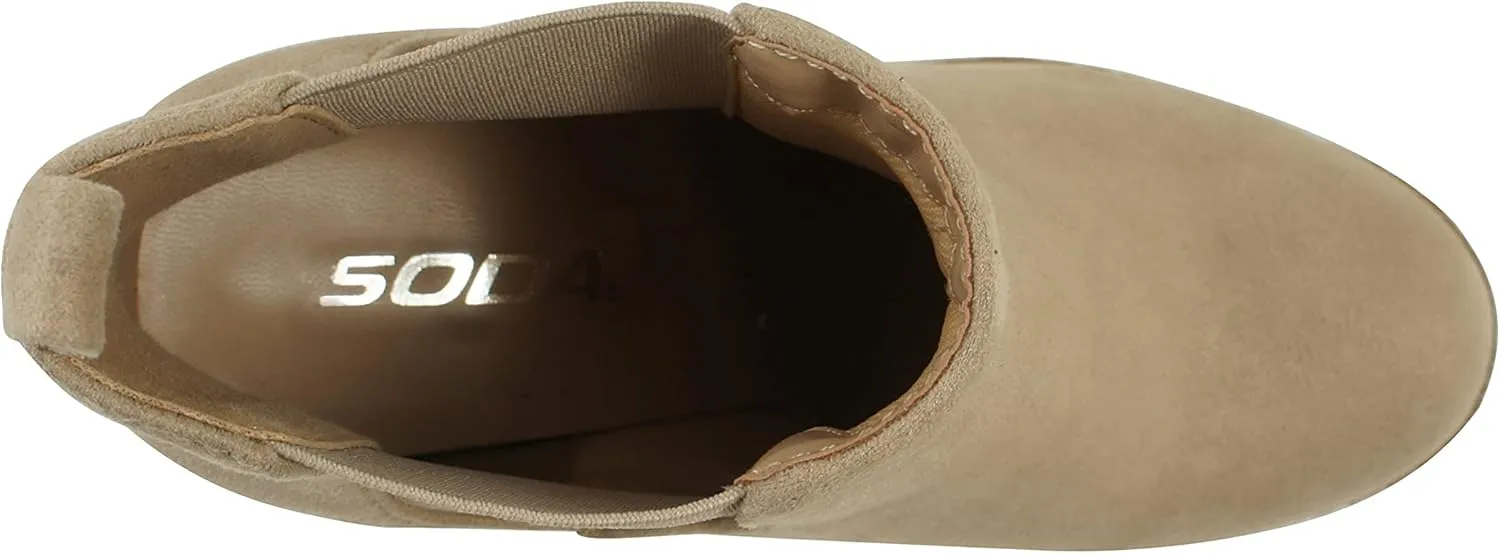 Soda Glove - Ankle Boot w/Lug Sole Elastic Gore and Chunky Heel