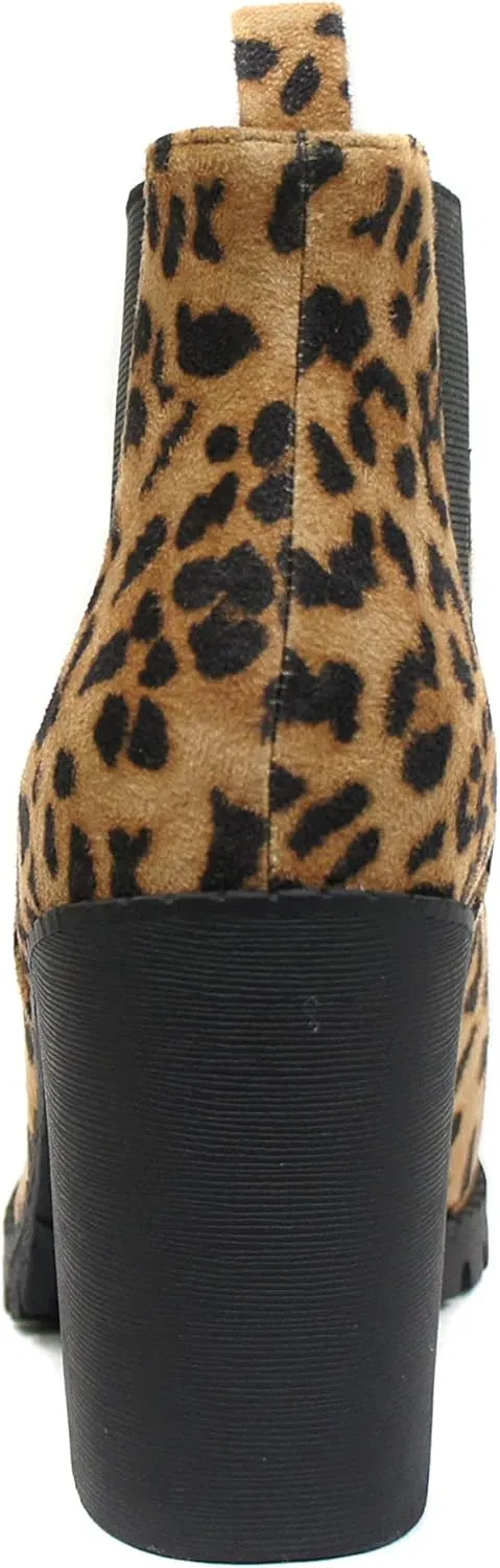 Soda Glove - Ankle Boot w/Lug Sole Elastic Gore and Chunky Heel